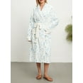 thumbnail image 2 of Gupgi Women Plush Bathrobe Winter Pajama Kimono Floral Print Fleece Long Robe Loungewear Spa Night Robe with Pockets, 2 of 9