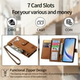 thumbnail image 5 of Wallet Case Compatible with Samsung Galaxy S25, Heart Pattern Detachable Wrist Strap PU Leather Card Slots Zipper Pocket RFID Blocking Kickstand Phone Case for Samsung Galaxy S25, Brown, 5 of 10