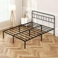 thumbnail image 6 of 12 inches King Size Bed Frame with Minimalist headboard,Metal Platform Base with Strong Metal Slats,Mattress Foundation for Under Bed Storage,Easy Assembly,Black, 6 of 8