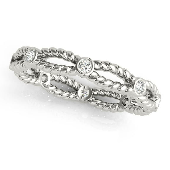 Golden Jewel Round Cut 2 Ct Bezel Set Engagement Eternity Ring - Rope Twist Style - 14K White Gold Plated - Simulated Diamond - Wedding Ring for Women