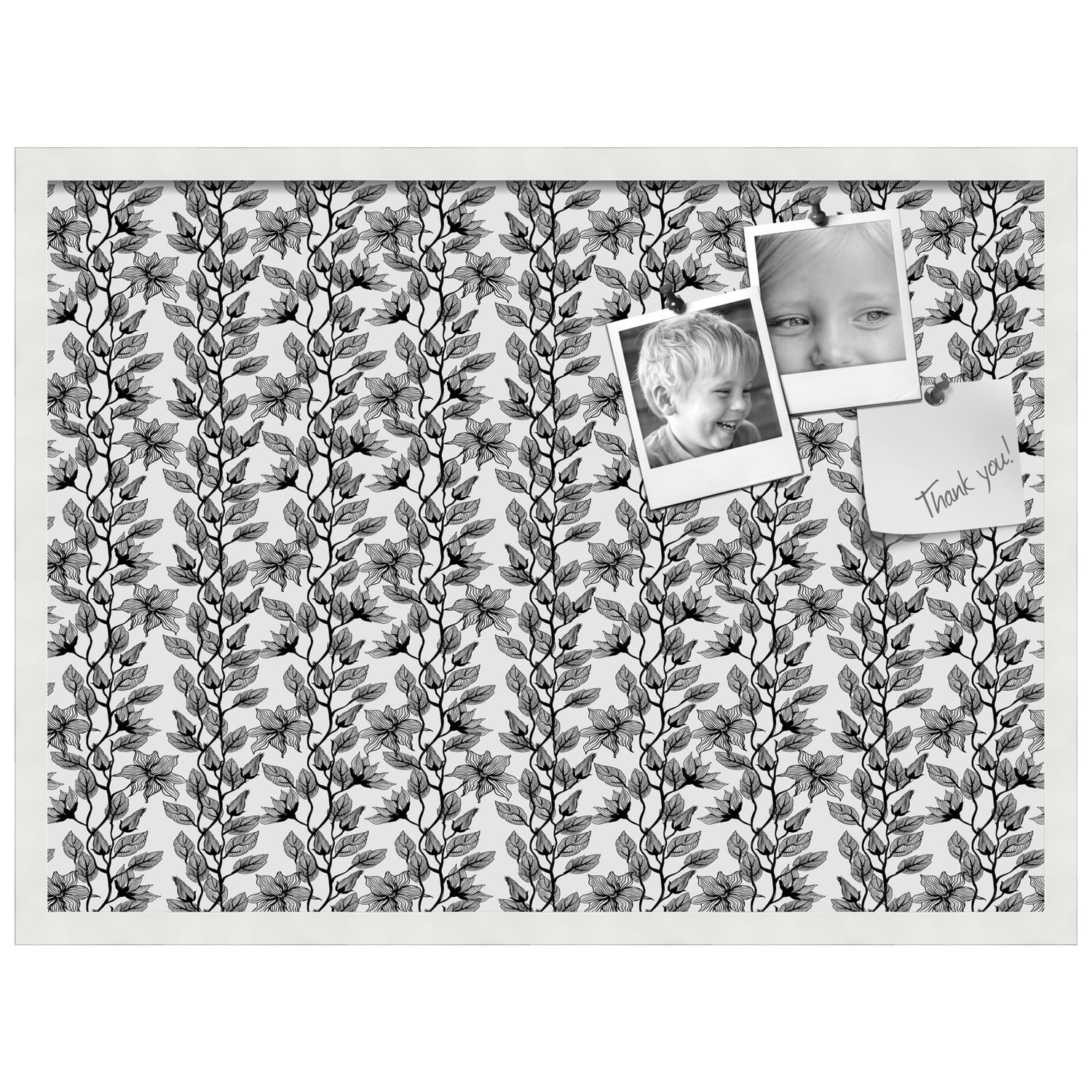 PinPix 30x22 Custom Cork Bulletin Board Floral Design Black Carnation Poster Board Has a Fabric Style Canvas Finish, Framed in Floral Design Black Carnation, by ArtToFrames (PinPix-202)