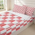 thumbnail image 3 of Manfei Vintage Grid Zipper Twin Comforter Sets with Fitted Sheet and 2 Pillowcases,Modern Checkered Themed Zipper Bedding Set,Red White,Reversible,4pcs, 3 of 8