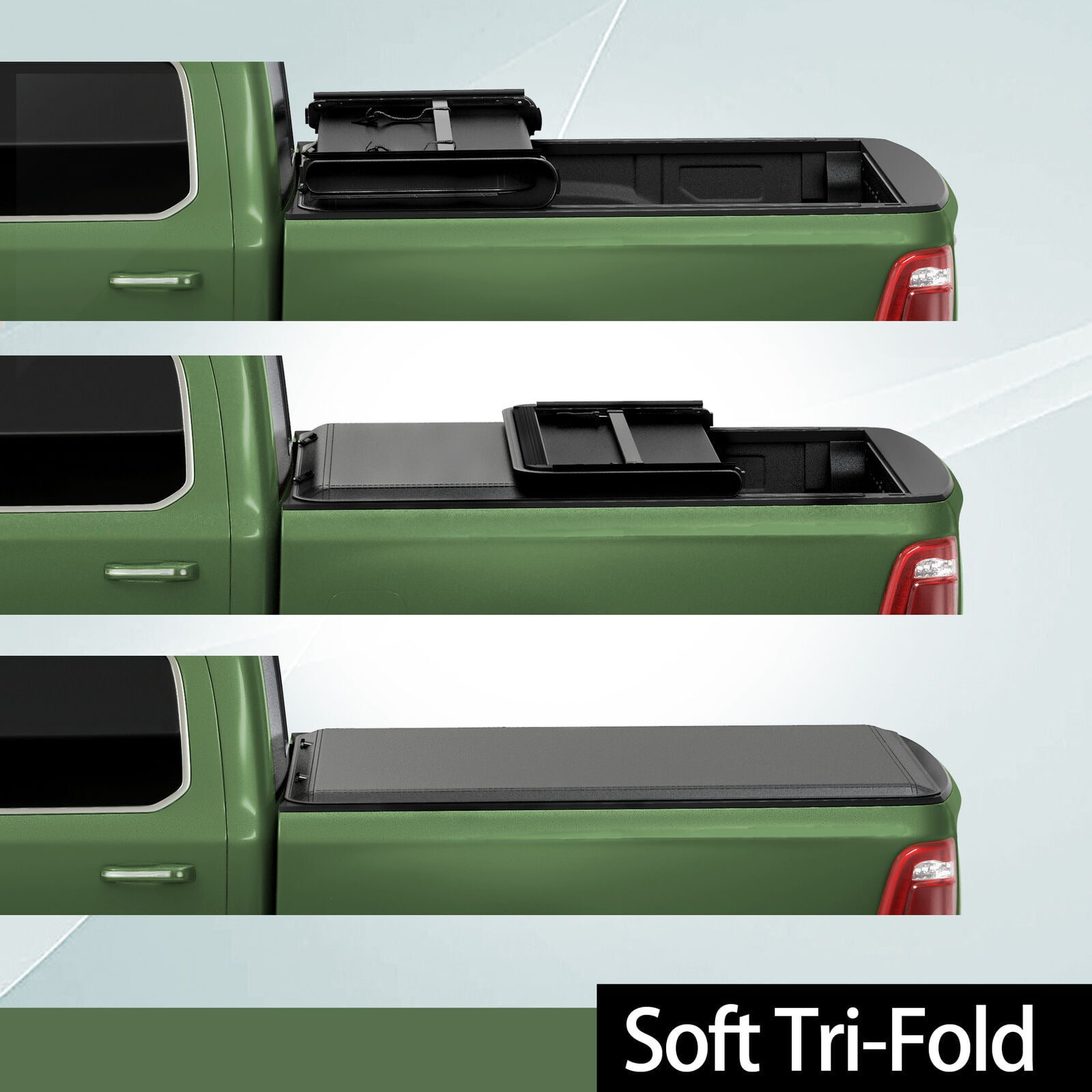 RVNI 4.5 Feet Soft Tri-fold Truck Bed Tonneau Cover for 2022 2023 2024 Ford Maverick with Led Lamp Waterproof