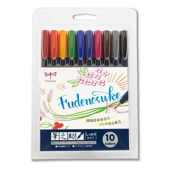 Juego de 10 colores duros Tombow Fudenosuke WS-BH10C