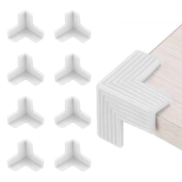 Protectores de esquina Uxcell 8Pcs Protectores de esquina de mesa Guardias de esquina de muebles y parachoques de bordes (forma 3D, blanca)