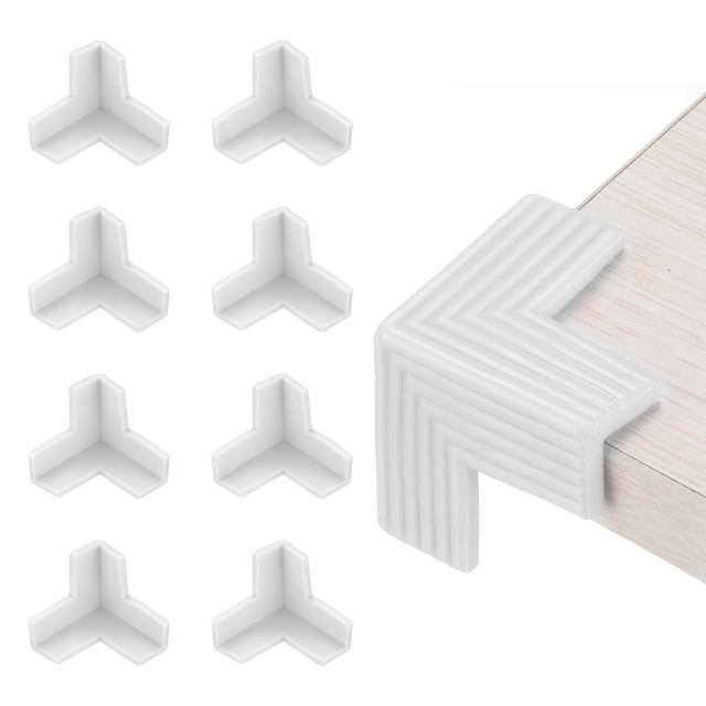 Uxcell Protecteurs d'Angle 8 Pcs Protecteurs d'Angle de Table Garde d'Angle de Meuble et Pare-Chocs de Bords (Forme 3D, Blanc)