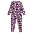 thumbnail image 3 of Renewold Purple Pajamas for Girls 3-4T Skin Friendly Pjs Pants Halloween Nightwear 2 Pieces Moon Ghosts Home Indoor Life Long-Sleeve Fall Clothing Sleepwear Set, 3 of 5