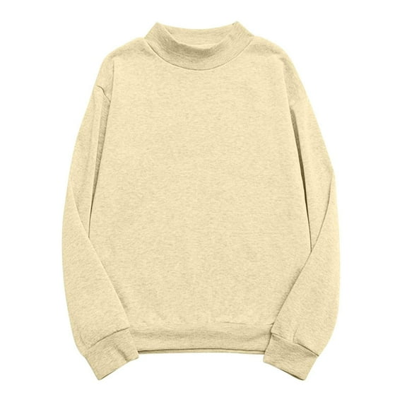 YDFCWXW Womens Oversized Sweatshirt Long Sleeve Solid Color Crew Neck Shirts Plus Size Pullover Fall Thermal Tops (Beige, XL)
