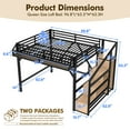 thumbnail image 3 of Aukfa Queen Metal Loft Bed with Storage Stairs, Shelves, Wardrobe, USB Ports & LED Lights, Heavy-Duty Bed Frame for Adults & Kids, Black, 3 of 8