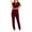 Wine, variant on WREESH Womens Scrub Sets Solid Jogger Pant V-Neck Short Sleeved Tops with Pocket Long Pants Athletic Nursing Uniform Stretch Workwear Olive Green