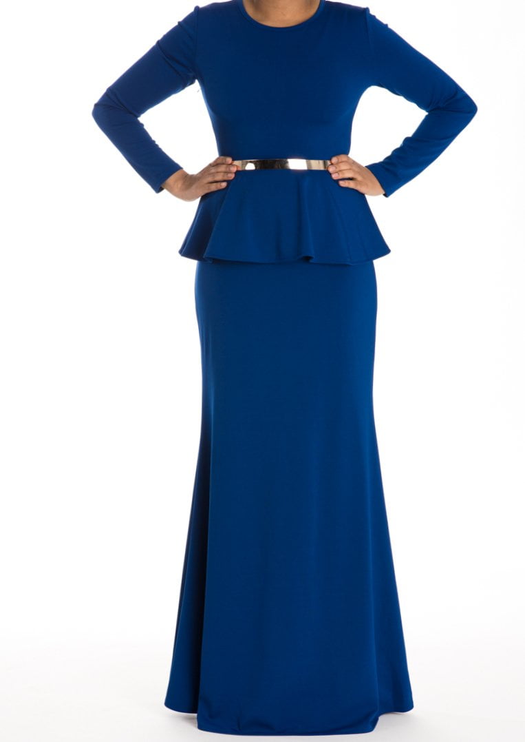 Peplum maxi dress long sleeve Clearance