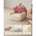 thumbnail image 3 of Toddler Chair Comfy, Foam Kids Chair with Soft Teddy Plush, Toddler Reading Armchair with Cute Mushroom Designs- Rusty Red, 3 of 9