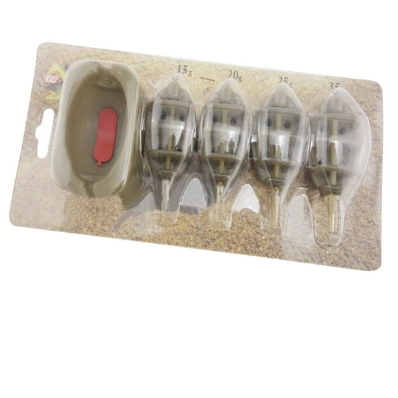 ddioayh 4 Pcs 15,20,25,35g Carp Fishing FeedeMould,Inline Method Feeders Set with Quick Release Moulds Holder Tool for Carp Fishing Bait