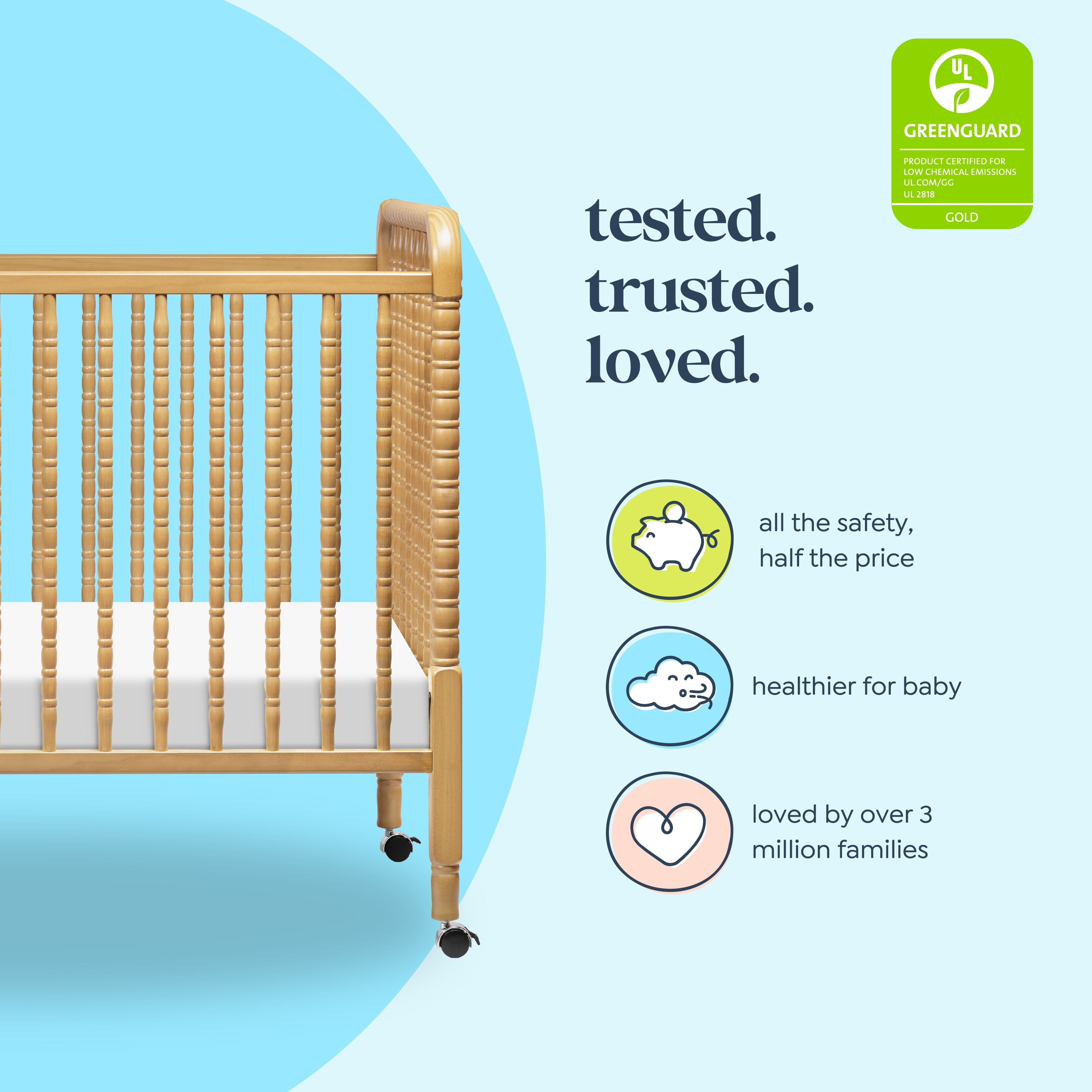 daVinci Jenny Lind 3-in-1 Convertible Stationary Crib in Honey Finish