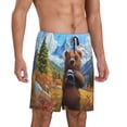 thumbnail image 2 of Kdxio Snowy Mountain Photography Bear Print Mens Sleep Shorts Bottoms Soft Comfy Pajama Wear Pants with Drawstring Pockets, 2 of 5