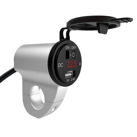 

Bzoosio 12V Waterproof CNC Motorcycle Bikes USB Charger Power Adapter Voltage Meter Red