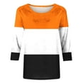 thumbnail image 4 of HAiming Women's 3/4 Sleeve Tunic Tops Trendy Color Block Round Neck T-Shirt Casual Loose Basic Pullover Blouses, 4 of 5