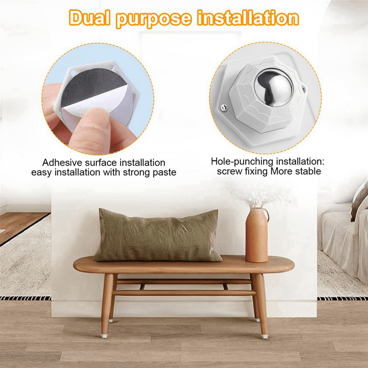 Mini Caster Wheels for Small Appliances, Self Adhesive Caster Wheels, Stainless Steel Rollers (24 PCS, White)