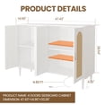 thumbnail image 2 of TROPOW Sideboard Buffet Cabinet, 4 Rattan Doors Accent Storage Cabinet, Console Table Coffee Bar with Power Outlet, Adjustable Shelves for Dining Room, Kitchen, Hallway, Living Room - White, 2 of 8