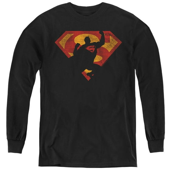 Superman - S Shield Knockout - Youth Long Sleeve Shirt - Medium