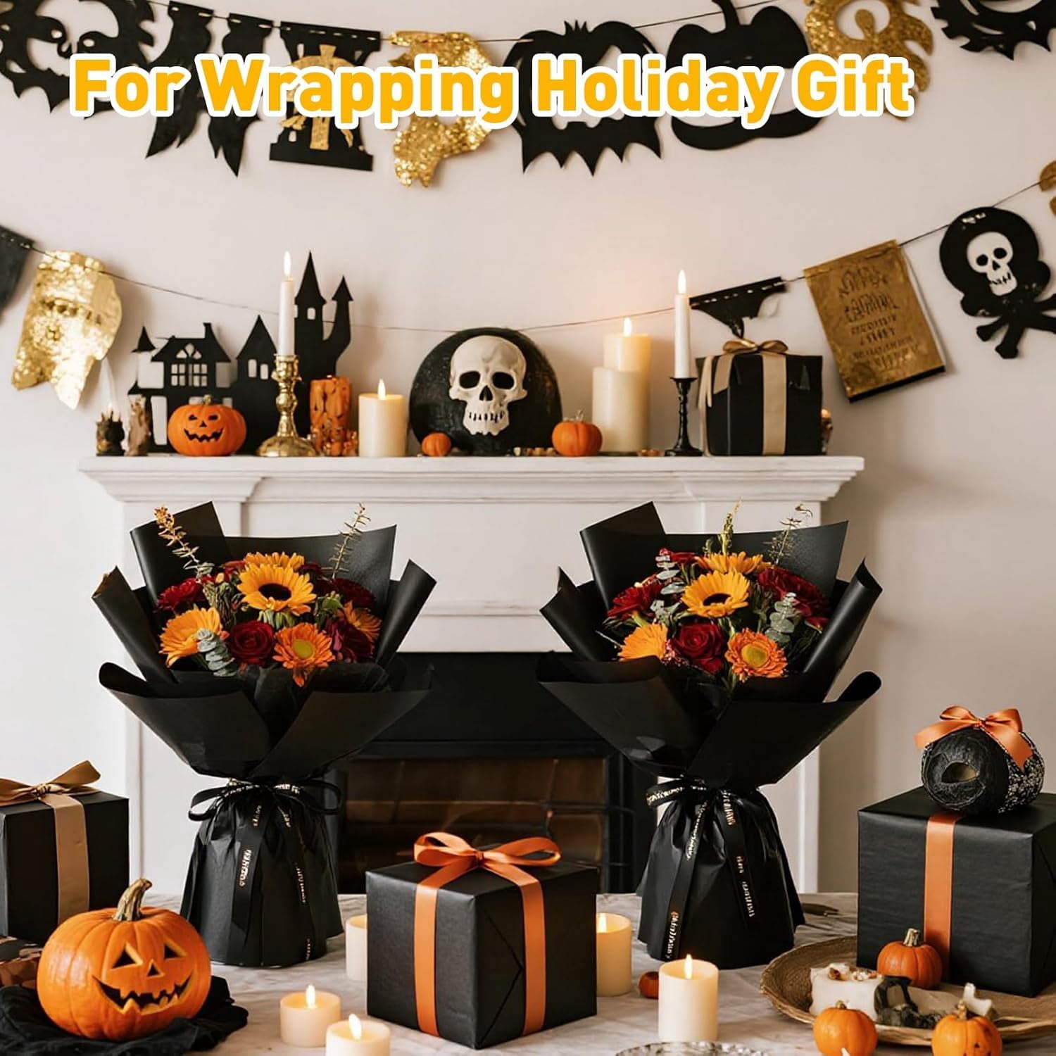 Black Gift Wrap Tissue Paper 600 Sheets 14 x 20 Inch Craft and Gift Packaging