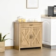 thumbnail image 1 of Buffet Bahut avec Rangement, Armoire avec Porte de Grange, Tiroirs et Tablettes Ajustables, Brun Vieilli, 1 of 3