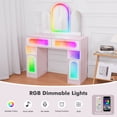 thumbnail image 4 of Hironpal Vanity Desk with Arched Tri-folding Mirror and Lights, Makeup Dressing Table with Adjustable Brightness and Storage Space for Women Girls Gift, 4 of 7
