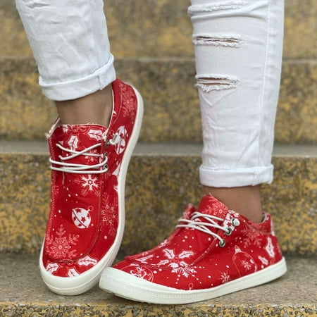 

MIASHUI Fashion Autumn And Winter Women Casual Shoes Round Toe Flat Bottom Non Slip Comfortable Slip On Christmas Print Autumn Winter Casual Shoes for Women