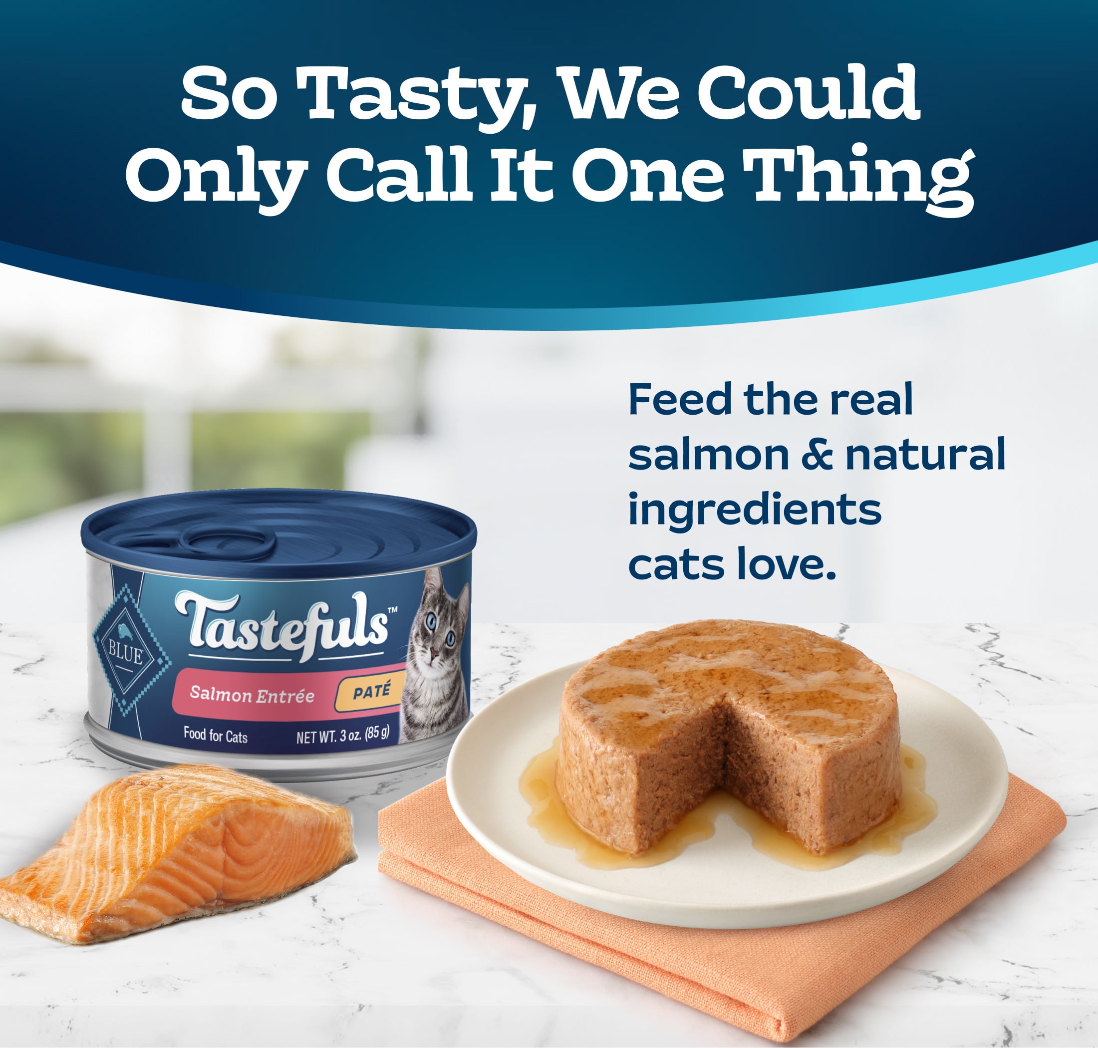 (24 pack) Blue Buffalo Tastefuls Wet Cat Food Paté Salmon Entrée 3-oz. Can