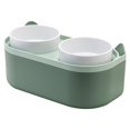 thumbnail image 1 of Alimentador de agua para comida de perro desmontable, alimentador de mascotas con soporte de almacenamiento, dobles para gatos Verde Yuyangstore Comedero para gatos, 1 of 7