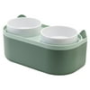 Detachable Double Cat Bowls Elevated with Storage Stand Pet Feeder Dispenser Green