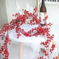 thumbnail image 4 of Attractive Artificial Rattan Convenient Faux Silk Flower Decorative Red Fruit Hanging Vine for Christmas, 4 of 8