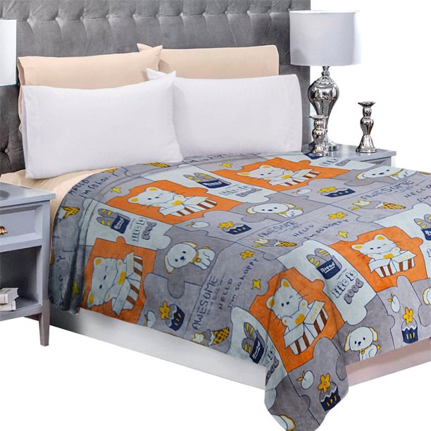 Frazada Matrimonial Ligera MELOCOTTON HOGAR Estampada Flannel Extra Suave