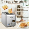 thumbnail image 6 of Toaster 2 Slice,Stainless Steel,LCD Display,7 Bread Shade Settings,1.4" Wide Slots,4-in-1 Functions,Removable Crumb Tray,900W,Silver, 6 of 7