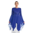 thumbnail image 3 of YiZYiF Womens Sequins Chiffon Praise Dance Tunic Overlays Tops Flare Sleeve Worship Dancewear Blue XL, 3 of 7