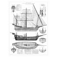 thumbnail image 2 of Vision Studio 15x18 Black Ornate Wood Framed with Double Matting Museum Art Print Titled - Custom Antique Ship Blueprint in BW I, 2 of 4
