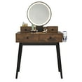 thumbnail image 5 of Kadyn Vanity Set with Touch Screen Lighted Mirror, Makeup Table with Cushioned Stool, 4 Drawers, Rustic Brown and Black, 5 of 10