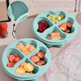 thumbnail image 4 of Food Container Green Heart Shaped Snack Box with Lid Four Sections Stackable Bento Box for Fruits Candy Lunch Storage, 4 of 6