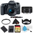 thumbnail image 1 of Canon EOS 77D DSLR Camera with 18-55mm Lens Bundle w/ Memory Kit + 50mm Lens (Intl Model), 1 of 5