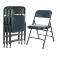 thumbnail image 2 of Hampden Furnishings Bernadine Collection Vinyl Triple Brace Folding Chair, Dark Blue, Pack of 4, 2 of 4