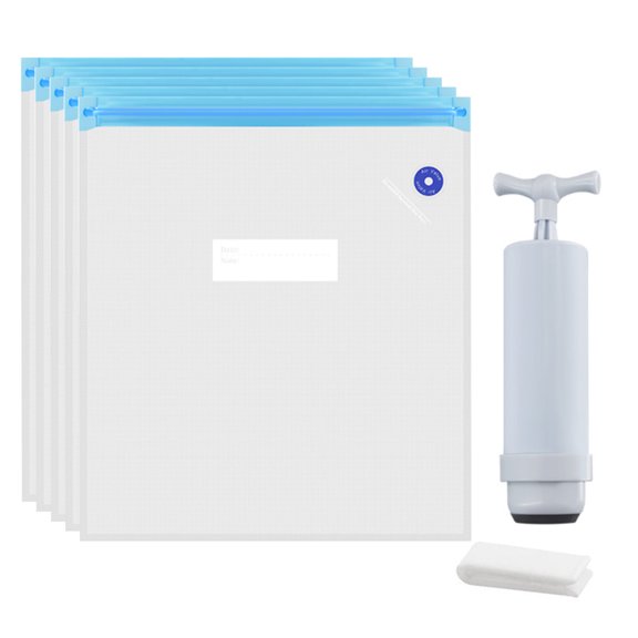 3D Printer Filament Compression Storage Bag Vacuum Sealing Dry Bags for PLA ABS Nylon Wood TPU Safekeeping Humidity Resistant 5PCS Reusable Dry Pouch with Manual Air Pump Sealing Clip