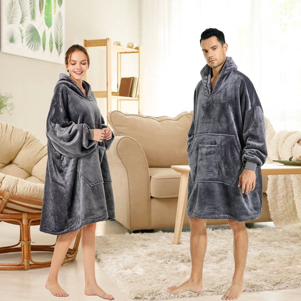 REDESS Wearable Blanket Hoodie, Oversized Blanket Hoodie Sweatshirt for Adults Women Men-Dark Grey