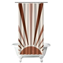 Small Stall Narrow Shower Curtain 36"W x 72"L – Tropical Bohemian Leaves, Mid-Century Abstract Boho Botanical Bathroom Decor, Vintage Floral Palm Leaf Pattern, Rustic Tribal Folk Style