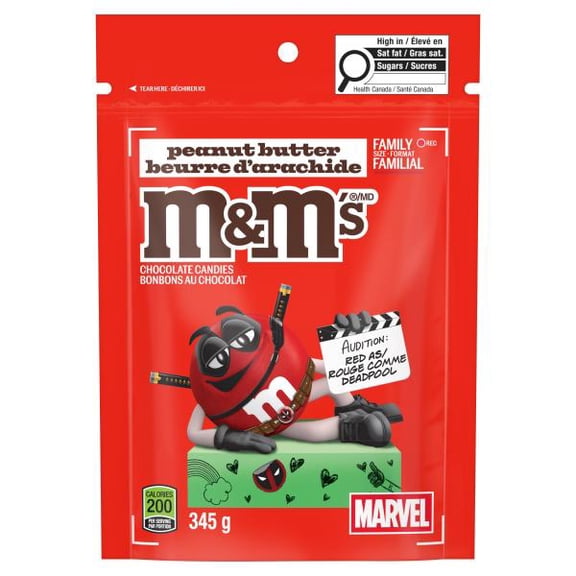 M&M'S, Peanut Butter Milk Chocolate Candies, Family Size Bag, 345 g