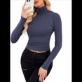 thumbnail image 3 of Camisetas de Larga para Mujer, Ropa Interior Térmica Básica de Otoño, Ropa de Invierno 2025 Azul L, 3 of 9