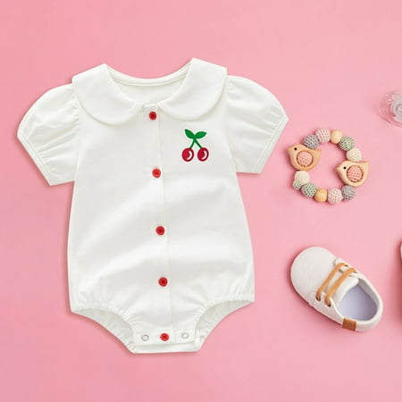 

PEASKJP Girls Floral Jumpsuit Skin-Friendly Texture Baby Girl Romper Jumpsuit Cotton Sleeveless Ruffled Bodysuit Summer Outfits White 0-3Months
