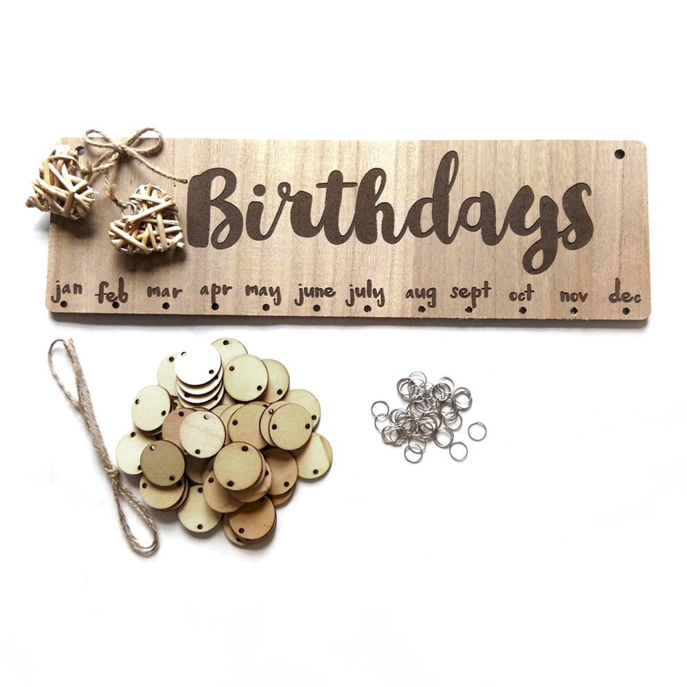 Wooden Lowercase Letters Birthdays Calendar Hanging Board NC 