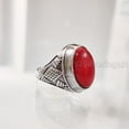 thumbnail image 3 of Coral Mans Ring, Natural Red Coral Ring, Unisex Ring, Silver Jewelry, 925 Silver Ring, Birthday Gift, Heavy Mens Ring, Arabic Design, Ottoman Style Ring, Christmas, Turkey Mens Signet Ring, 3 of 7