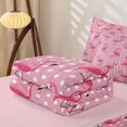 thumbnail image 5 of Erosebridal Tropical Dot Zipper Queen Comforter Set with Fitted Sheet and 2 Pillowcases,Pink Flamingo White Polka Dot Print Zipper Bedding Set For Girls,Pink Reversible,4 Pieces, 5 of 7