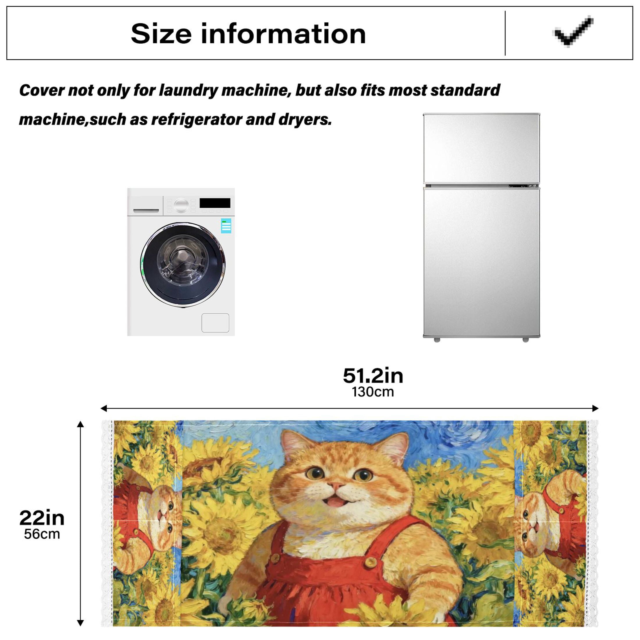 Wobogo Sunflower Smiling Cat Washing Machine Cover Dustproof Washer Dryer Cover Waterproof Laundry Room Decorative Protector